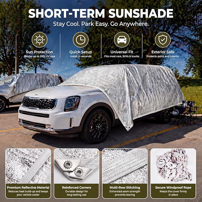 Mindsoft 1 Set Aluminum Shade Cloth 10 x 14 ft Reflective 99% Aluminum Cloth Silver Heat Reflective Tarp for Car Garden Outdoor Pergola Lawn Durable Sunblock Neting Shade Cover with Edge and Hole