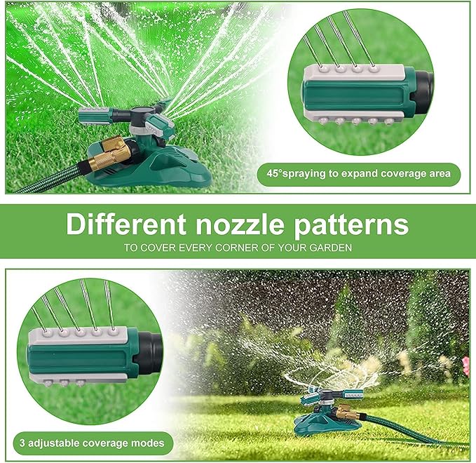 Garden Sprinkler,Upgrade Lawn Sprinklers Automatic 360 Degree Rotating Irrigation System, Garden Hose Sprinkler for Yard/Built in 36 Units Angle Spray Nozzles-1Pack(Green)