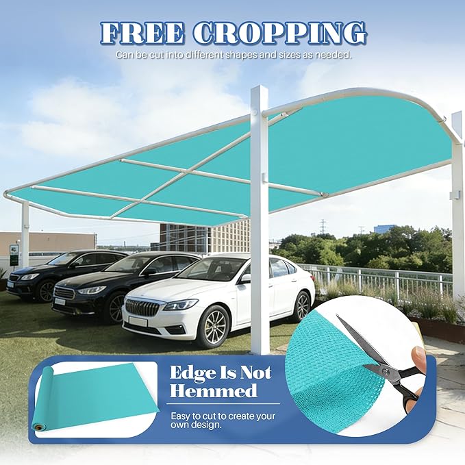 ECOOPTS 6'x216' Sun Shade Roll, Sun Shade UV Blockage Cover for Outdoor Backyard Patio Pergola Greenhouse Plants (Turquoise)