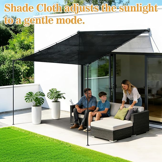 Sukh Shade Cloth for Garden - 70% Sunblock Shade Cloth for Garden Black Mesh Tarp 6.5 x 10 FT Sun Shade Cloth Sun Cover Sunshade Net for Outdoor, Patio, Plant, Greenhouse