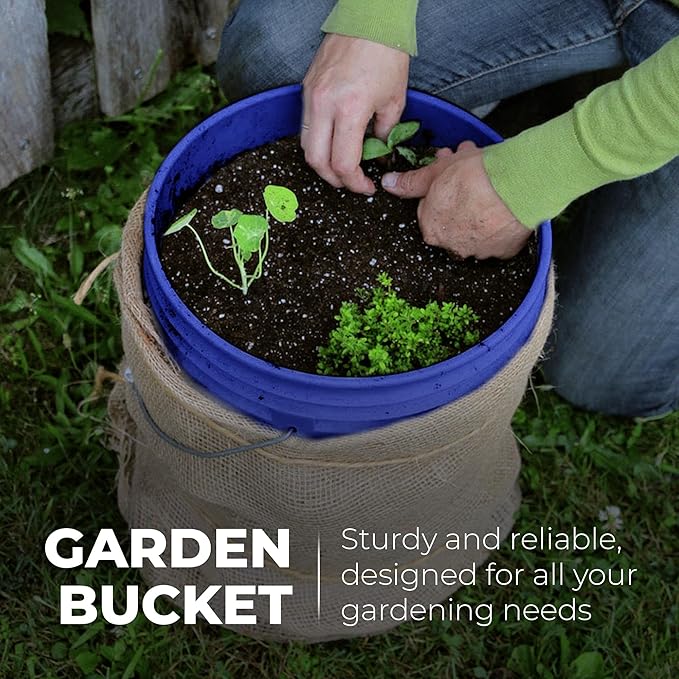 5-Gallon Dark Blue Bucket Pail Container with Lid | Metal Handles with Plastic Grip for Easy Carrying | Easy Stack and Store | Heavy-Duty Extra Durable | Food Grade | BPA Free - 1 Pack