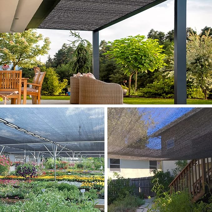 70% 30 X 30 FT Black Shade Cloth, Outdoor Sunblock Shade Cloth with Grommets, Durable Sun Shade Netting Shading Antifreezing for Patio, Garden, Plants Cover, Greenhouse, Barns, Dog Kennel