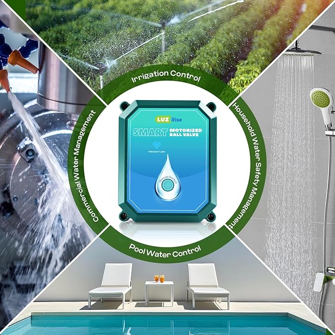 Smart Motorized Ball Valve with Remote Control- Automatic Water Shut-Off, 0-100% Adjustable Flow, Programmable Timer, Real-Time Monitoring (Stainless Steel, DN25 (1''))