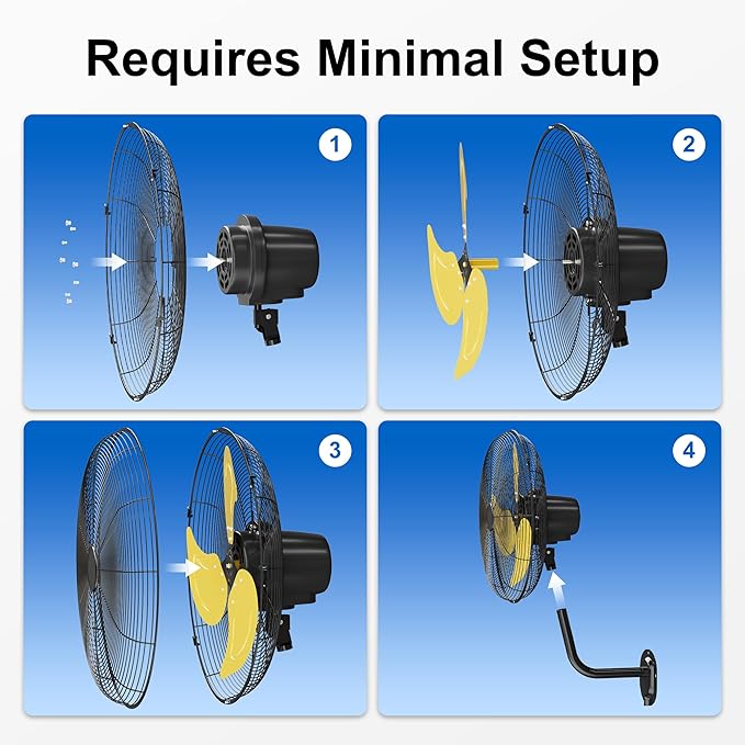 Uthfy 20" Wall Mount Fan,7200CFM High Velocity Wall Fan with 3-Speed,Outdoor Heavy Duty Industrial Oscillating Fan,Ideal for Patio,Garage,Shop,Warehouse,Factory,Greenhouse,Commercial,Porch,Indoor
