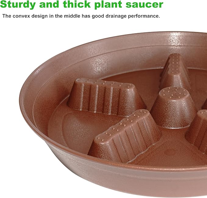 4 Pack Plant Saucer 14 inch, Plastic Plant Saucers for Indoors, Raised Middle Plant Trays for Pots, Water Tray for Plants, Plant Stand Water Catcher Tray, Pot Saucers for Plants