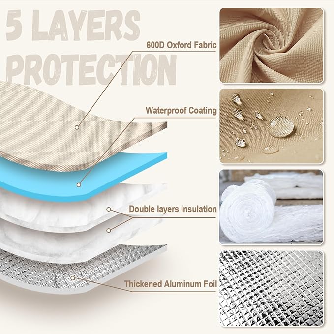 Backflow Preventer Cover, Backflow Pressure Vacuum Breaker Covers for Winter, Insulated Cover Pouch for Irrigation Sprinkler Backflow Valve, Outdoor Faucet Covers for Snow or Sun Exposure – Beige