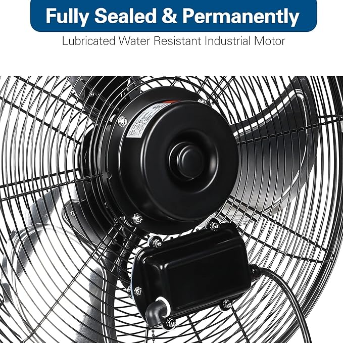 BILT HARD 4300 CFM 18 in. Outdoor Wall Mount Fan, 3-Speed Waterproof Wall Fan Industrial Grade High Velocity Outdoor Fans for Patio, Commercial, Garage, and Gazebo Use- UL Listed
