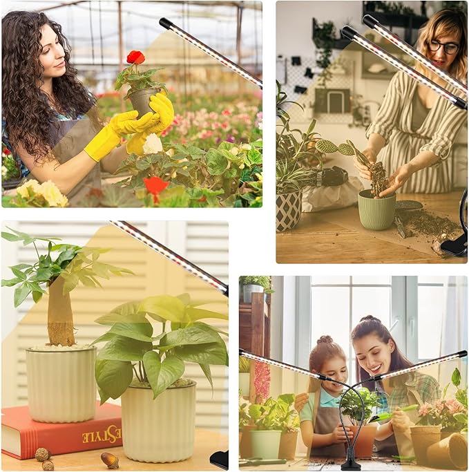 SDOVUERC Grow Lights for Indoor Plants, Full Spectrum LED Plant Lamps with Clips and 3m Cables for Seeding Growing(2 Pack)