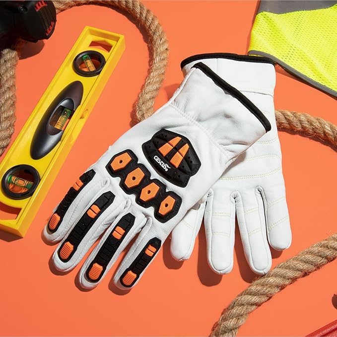 Cestus 5219, Leather Winter Work Gloves for Men, Fleece Insulated for Cold Weather, ANSI A5 Cut-Resistant Impact Gloves