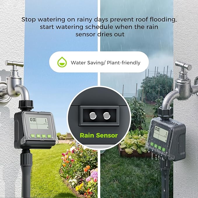 Sprinkler Timer- Hose Timer for Garden Hose, Programmable Watering Timer with Rain Delay, Outdoor Automatic & Manual Drip Irrigation Controller System for Lawn Yard Greenhouse