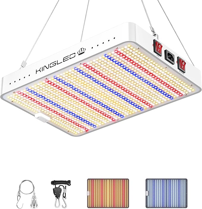 KingLED KP2000 LED Grow Light for Indoor Plants, Full Spectrum Plant Light with Veg & Bloom Mode, 200W Hanging Growing Lamp for Seed Starting Seedlings Vegetable Hydroponic Greenhouse, 3x3 Grow Tent