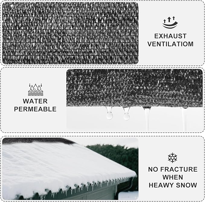 SUNNY GUARD 65-75% Sun Shade Cloth, 13 x 16.5 FT Black HDPE Mesh – Breathable Garden Shade Cover for Plants, Vegetables, Greenhouse, Patio, Chicken Coop & Dog Kennel