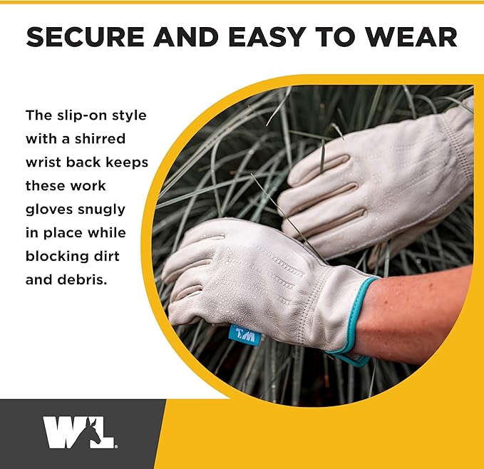 Wells Lamont Women's Water-Resistant Leather Work Gloves | Puncture Resistant, Reinforced, HydraHyde | Large (1167L)