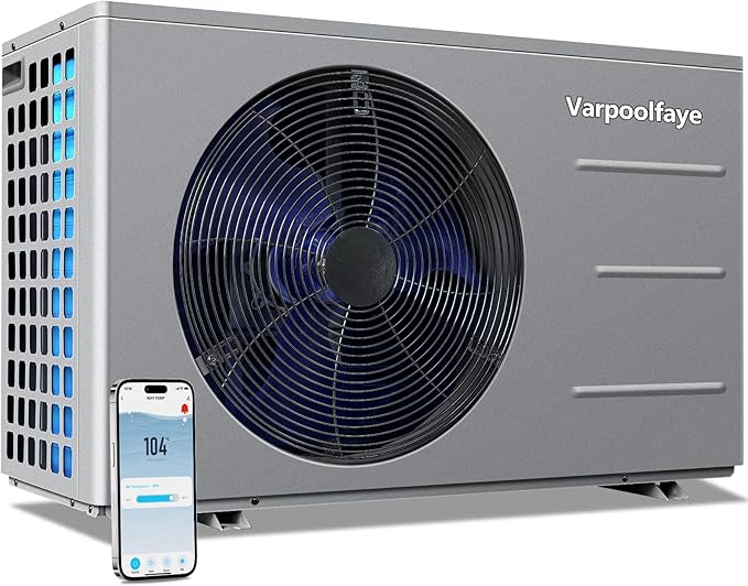 30000 BTU Swimming Pool Heat Pump Pool Heater Above Ground 8000 Gallon Heating Cooling Electric Pool Heater for Inground Pool WiFi Control Schedule 120V