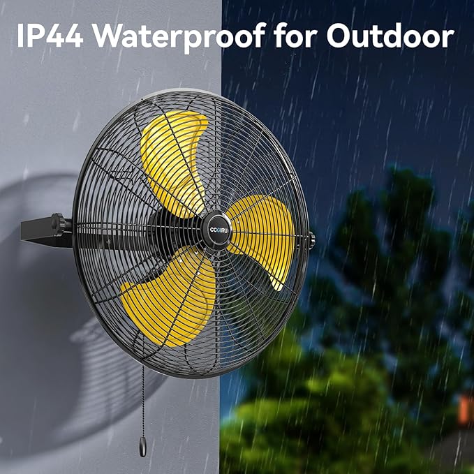 CCGIRU 5400 CFM 20" Outdoor Wall Mount Fans, High Velocity 3-Speed Waterproof Professional Outdoor Fan, Heavy Duty Industrial Wall Fan for Patio, Commercial, Gazebo, and Garage, UL Listed