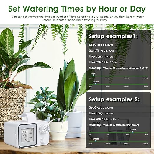 Automatic Plant Waterer, Indoor Plant Watering System with Dual-Mode for 20 Potted Plants, Adjustable Irrigation System Kit for Balcony Greenhouse（White）