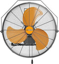 18 inch Industrial Wall-Mount Fan, 4250 CFM High Velocity Metal Commercial Fan, 3 Speed, Adjustable Tilt, for Garage, Greenhouse, Covered Patio, Workshop, Gym Room, Basement