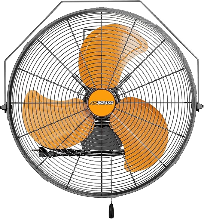 18 inch Industrial Wall-Mount Fan, 4250 CFM High Velocity Metal Commercial Fan, 3 Speed, Adjustable Tilt, for Garage, Greenhouse, Covered Patio, Workshop, Gym Room, Basement