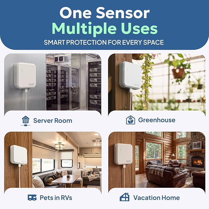 Cellular Temperature Monitor - Remote Power Failure Alarm & Humidity Sensor with Unlimited Alerts. Temp Monitoring System for RV Pet Safety, Vacation Home, Server Room. No Fees or WiFi Required