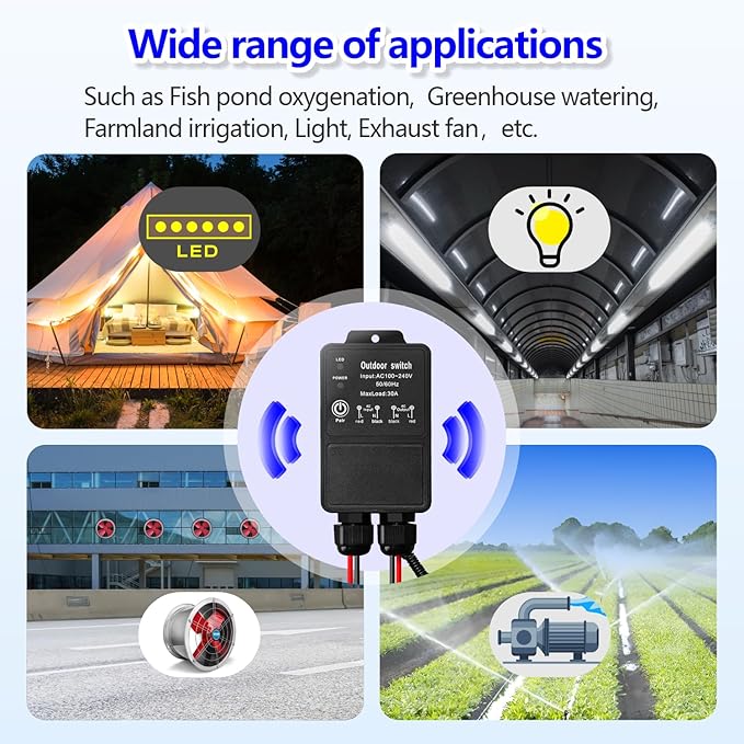 DieseRC Waterproof Wireless Remote Control DC 8V-80V 30A Radio Control Switch Outdoor Remote Switch for Wet Location Outdoor Yard Light Water Pump Farm Irrigation Roof Garden Fan Lamp Garage Warehouse