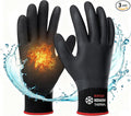 KAYGO Winter Waterproof Work Gloves for Men and Women, 3 Pairs Thermal Insulated Freezer Rubber Coated Gloves,Super Grip,KG160 (S, Black)