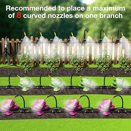 MIXC 100Ft 1/4" Drip Irrigation System,2026-Upgrade Garden Irrigation Kit with 16pcs Adjustable Copper Nozzles,Automatic Atomizing Watering System for Outdoor Plants,Raised Bed,Yard,Potted Plant,Lawn