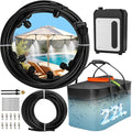 Bonviee Portable Misters for Outside Patio – Outdoor Misting System with Cordless 6000mAh Water Pump, 22L Bucket Tank, 36FT Hose with 8 Nozzles for Patio, Umbrella, Greenhouse, Camping
