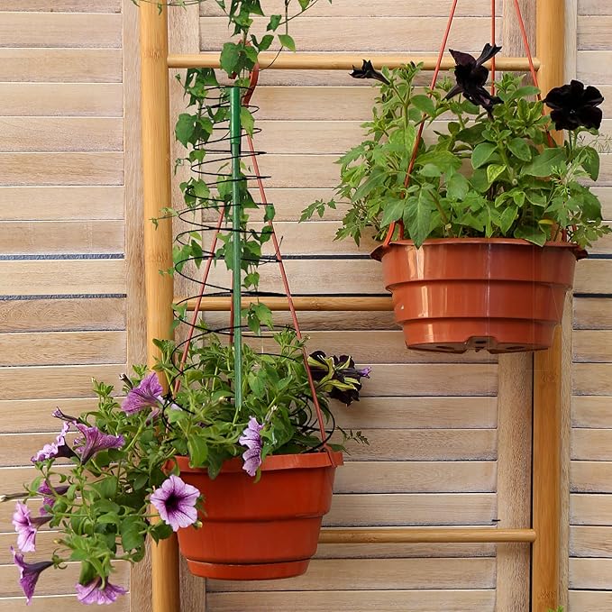 3 Pack 53.6" Spiral Plant Support Stakes, Adjustable Metal Pea Trellis for Climbing Plants, Garden Support Rings with 9 Extension Rods & 9 Ground Stakes for Potted Plants, Vegetables, Flowers,Peas