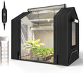 Bstrip Indoor Greenhouse with Grow Light, GM3 Small Grow Tent with Oxford Fabric, Waterproof Base Mat & Ventilation Windows for Seed Starting & Plant Growth, 18W Grow Light with Timer, 23.8x15.7x20.5
