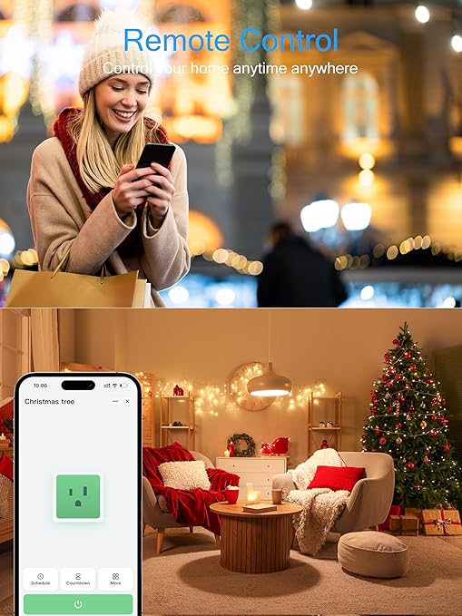 EIGHTREE Smart Plug 2025 Upgrade to 15A, Bluetooth & Wi-Fi Outlet Plug Dual Connection, Voice Control, Remote Control Outlet Timer Indoor, Smart Plugs that Work with Alexa & Google, 2.4GHz Wi-Fi Only