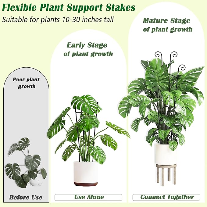 Large Metal Plant Trellis for Potted Plants Indoor, 33 inch, 3Pcs, Expandable Monstera Trellis, Provide Support for Climbing Plants to Assist Their Healthy Growth