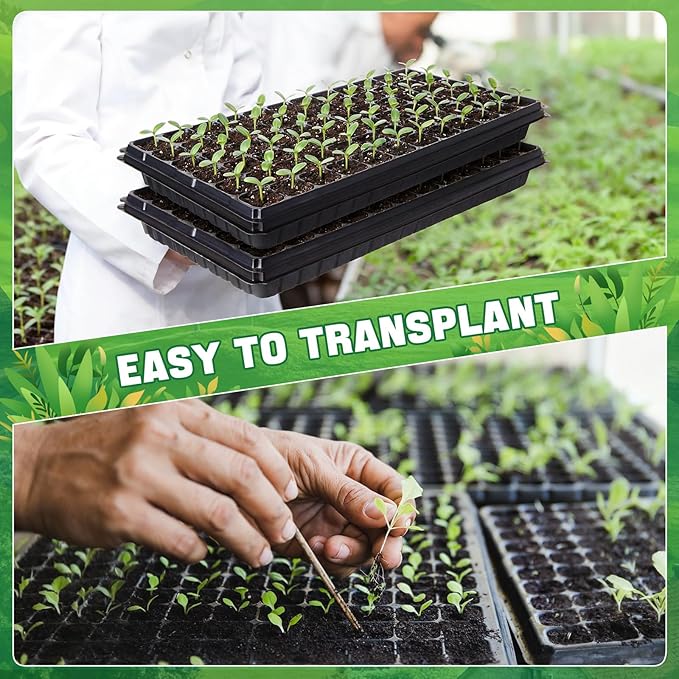 Vesici 60 Pack Seed Starter Trays and 72-Cell Plug Trays Sturdy Plastic Seedling Nursery Bundle for Microgreens, 1020 Tray Germination, Plant Propagation and Seed Starting & Transplanting