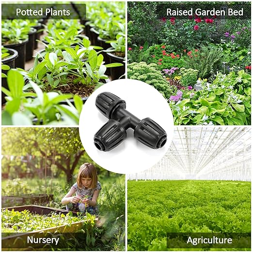 12 Pieces 1/2 Inch Drip Irrigation Tee Fittings, 1/2'' Drip Line Barbed Locked Tee Connectors for 1/2 Inch Irrigation Tubing (1/2" ID x 0.650" OD) Anti-leak 3-Way Irrigation System Parts