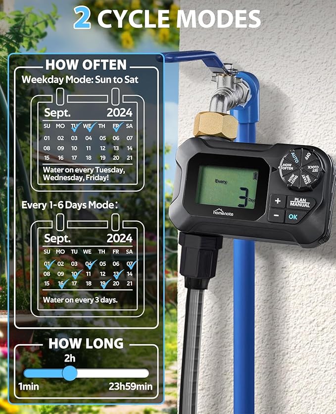 homenote Automatic Misting Cooling System with Timer, 46FT Misting Line, 10 Brass Nozzles, and 3/4" Brass Adapter for Patio Cooling and Garden Watering
