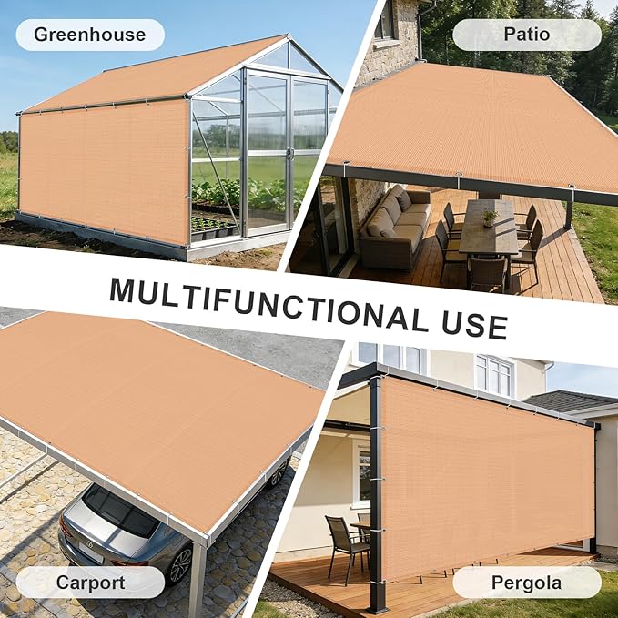 Cool Area Sun Shade Cloth with Grommets 3×14 FT Shade Panel Shade Tarp Screen Fabic for Outdoor Patio Pergola Cover Deck Garden, Peach Fuzz (Customized)