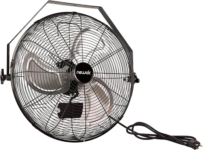 NewAir WindPro18W Wall Mount Fan | High-Velocity Industrial, Shop or Garage Fan | 3 Speed Settings | 3000 CFM | Black