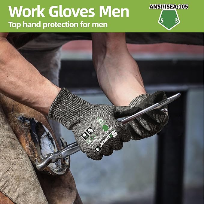 Schwer ProGuard High Level Cut Resistant Work Gloves PR3326 for Extreme Protection，ANSI Cut Gloves with Reinforced Thumb, Non Slip, Breathable, Durable, Touch-screen, Black 1 Pair（L）