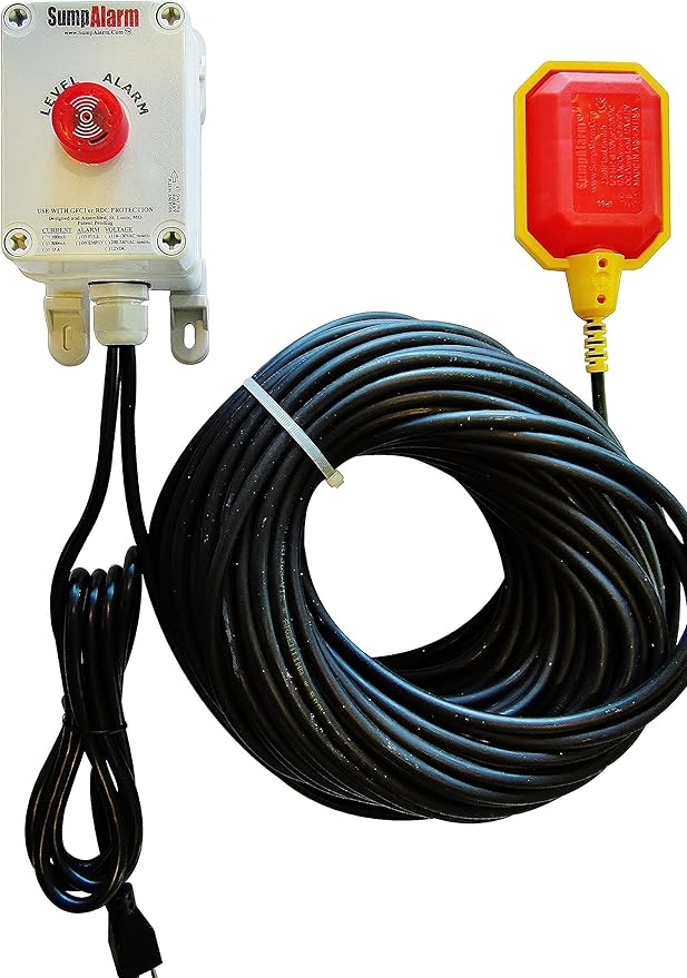 Sump Alarm WiFi Water Sensor, Wireless Sump Pump Alarm with 100 Float Switch for Indoor Outdoor Use, Weatherproof Water Detector Alarm with Free Email Alert, Audible Alarm and Server-Side Backup