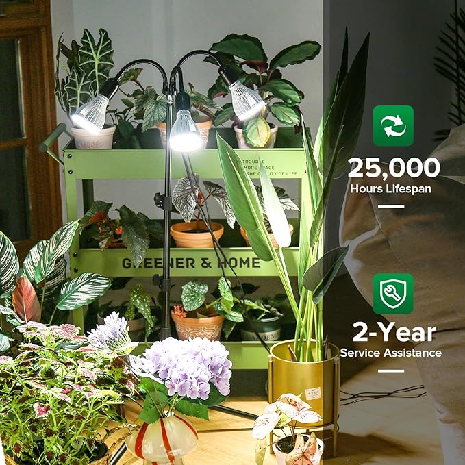 SANSI Upgraded 90W Grow Light with Adjustable Tripod Stand, 5000K 660nm Full Spectrum 700W Equiv. LED Floor Plant Light for Indoor Plants, Grow Lamp with Replaceable Bulbs for High PPFD Growing