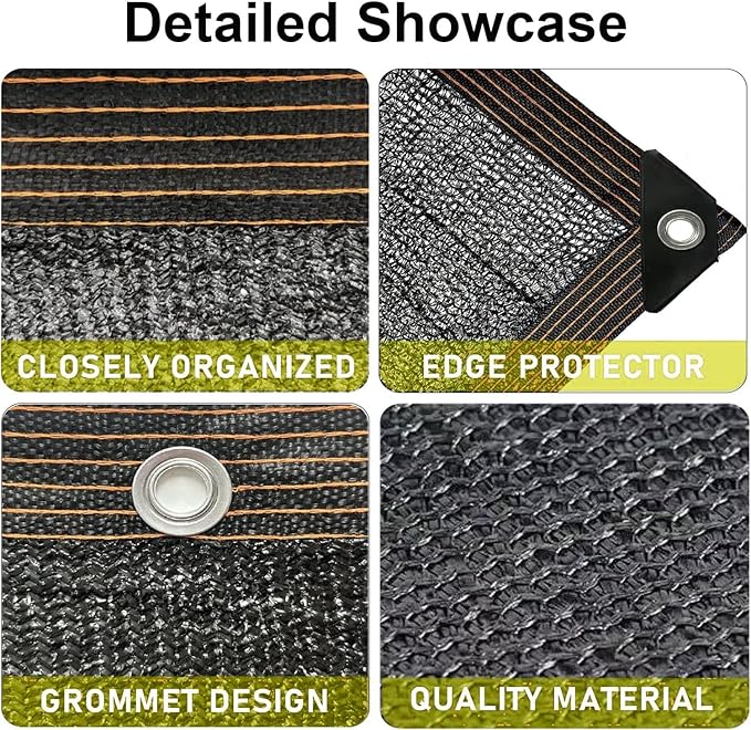 4x6M Shade Cloth for Greenhouse 3x5m 5x8m Shade Netting with Grommets Sunblock Shade Mesh UV Resistant for Garden, Pergola, Patio，Plants, Chicken Coop, Outdoor(6.6 x 33ft)