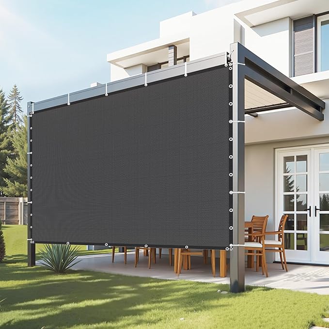VEVOR 90% Sun Shade Cloth, 10 x 10 ft Pergola Shade Cover with Stainless Steel Grommets, Sun Shades Canopy Privacy Screen with 140 GSM HDPE Material, for Outdoor, Patio, Garden, and Backyard (Black)