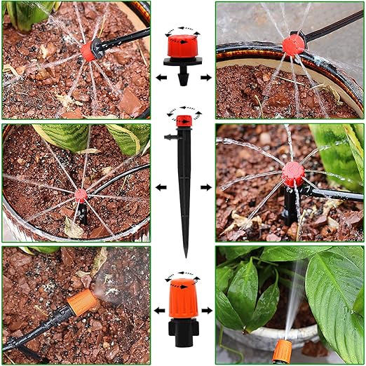Drip Irrigation System, 100FT Drip Irrigation Kit for Garden - 50FT Main & 50FT Branch Tubing, Adjustable Nozzles for Drip or Mist Cooling, Irrigation System for Garden, Lawn, Patio, Raised Bed