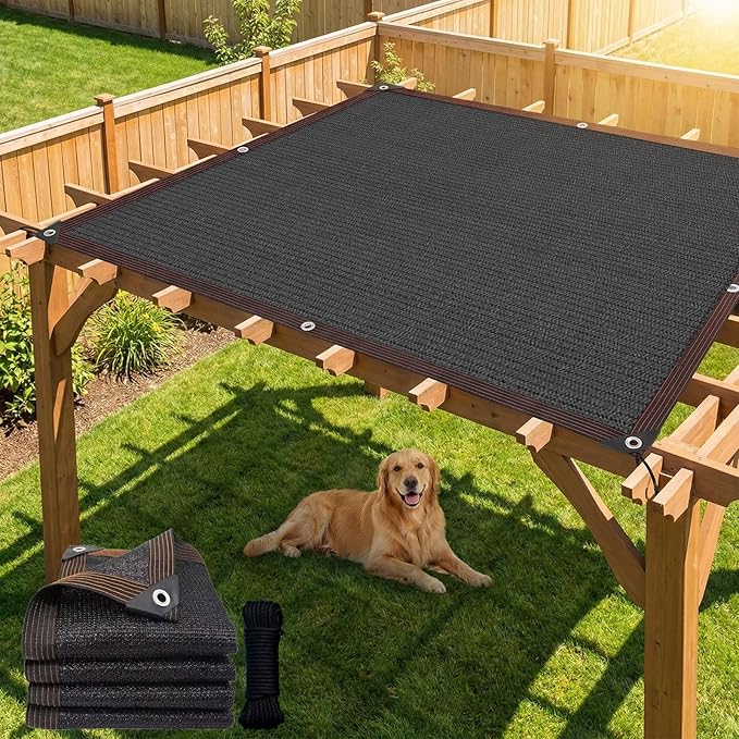 6 x 6 FT Shade Cloth for Garden Plants Greenhouse, 90% Sunblock Neting -for Outdoor Garden Lawn Plant Sun Shade Cloths for Kennel Chicken Coop Easier to Hang Net Cover