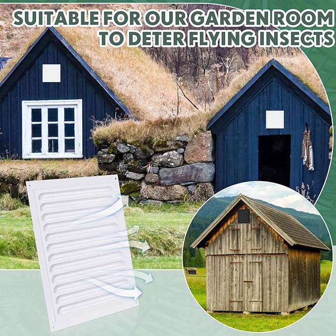 8 Pcs 6 x 6 Inch Aluminum Gable Vents Attic Vents Metal Gable Wall Shed Vent with Screw and Screen Mesh, Square Return Louver Grille for Ventilation Exterior Door House Attic Garage Ceiling