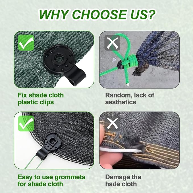 50 Pcs Shade Cloth Clips, Shade Cloth Plastic Clips Greenhouse Shade Cloth Fix Clamp, Windproof Awning Clamp Grip Tarp Clips for Sunshade Net, Anti Bird Netting, Garden Netting, Patio Accessories