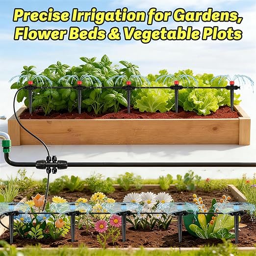 20 Pack Two Way Quick Connect Drip Emitters Set for 1/4" Irrigation Tubing, Adjustable 360 Degree Water Flow Irrigation Sprayer Vortex Emitter+Stream Dripper for Garden Watering System