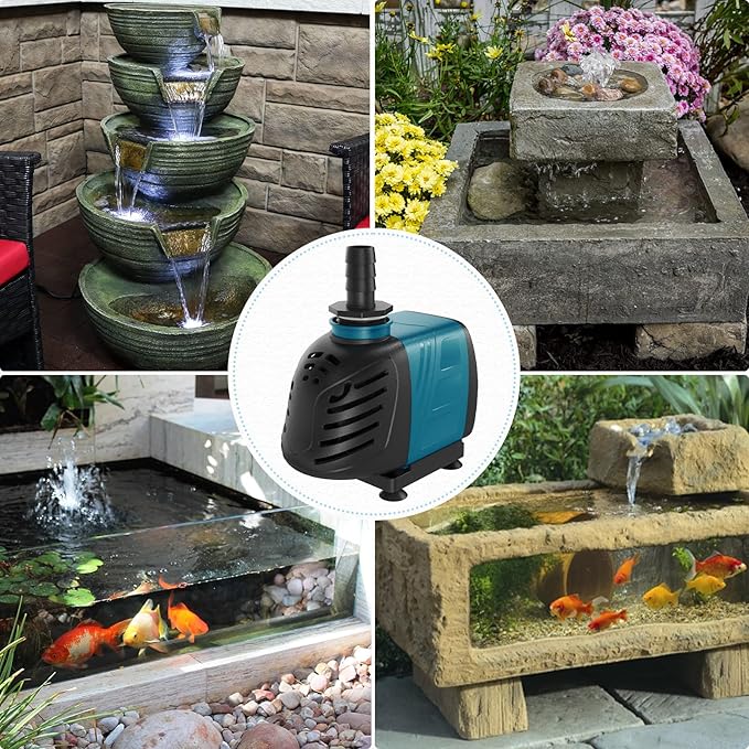 Uniclife Aquarium 550 GPH Submersible and Inline Water Pump 45W 6.5ft High Lift AC 120 V Quiet Compact Return Pump with 6 ft. Power Cord for Fish Tanks Pond Waterfalls Fountains Sumps and Gardens