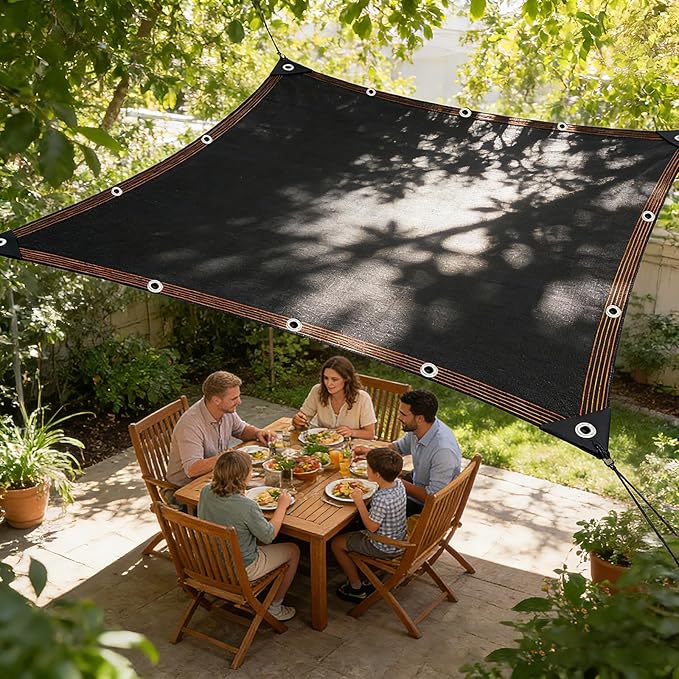 6 x 6 FT Shade Cloth for Garden Plants Greenhouse, 90% Sunblock Neting -for Outdoor Garden Lawn Plant Sun Shade Cloths for Kennel Chicken Coop Easier to Hang Net Cover