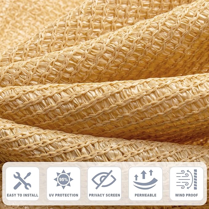 Cool Area Sun Shade Cloth with Grommets 6×14 FT Shade Panel Shade Tarp Screen Fabic for Outdoor Patio Pergola Cover Deck Garden, Sand (Customized)