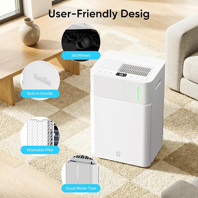 HUMLABS 52 Pints Dehumidifier for Home, 4500 Sq. Ft Dehumidifier for Basement with Drain Hose, 3 Modes, Ultra Quiet, Auto Defrost and 24HR Timer, for Bedroom, Garage, RV and Large Room